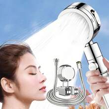 3-Mode Filtration Shower Head With Stop Button - High Pressure Water-Saving Handheld Shower Head Set, Includes Hose And Wall Mount Bracket, Suitable For Low Water Pressure Homes - Shower Set - View 10
