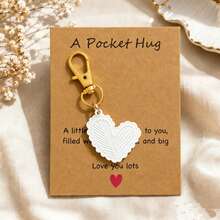 1pc/8pcs Unisex Alloy Floral Leaf Heart Pendant Colorful Asymmetrical Keychain With Blessing Card Gift For Friends And Family Bag Charm - Multicolor - View 9