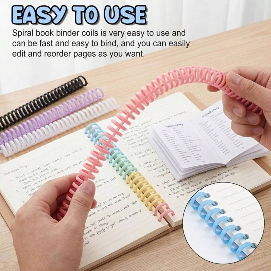 16pcs Plastic Spiral Binding Coils - 30-Ring Loose Leaf Binding Coils, Suitable For Document Binding, Book Binding, Notebook Making, With Coil Binding Comb Teeth, Suitable For Office, Library, Bulletin Board (1/2 Inch Diameter) - One Size Fits All - View 1