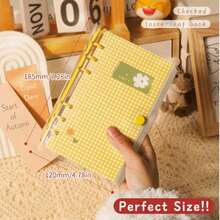 A6 Cute Plaid Transparent PVC Loose-Leaf Notebook, Detachable Loose-Leaf Diary, 120 Pages Lined/Blank Paper, Large Capacity No Sharp Edge Design, Soft Touch Planner Diary, Suitable For Middle And High School Students, Scrapbook - Plaid - View 5