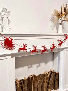 Christmas Santa Reindeer Banner, Felt Garland Bunting, Festive Hanging Decoration For Xmas Party Mantel - Multicolor - View 9