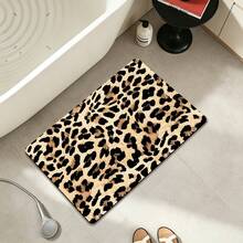 1pc Bathroom Rug, Black Spotted Leopard Print Pattern Mat, Shower Door Decor Carpet, Animal Pattern Rug, Easy-To-Care Home Decor Carpet, Enhances Home Experience. Soft Texture, Comfortable Foot Feel, Can Be Placed In Bathroom, Next To Sink, Entryway And Other Areas - Multicolor - View 12