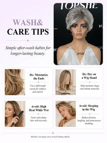 Wig Campuran Rambut Manusia Pendek Bervolume Potongan Pixie Abu-abu Garam dan Merica Tanpa Lem, Poni Samping yang Sudah Ditata, Penutup Kepala Bernapas untuk Wanita Dewasa, Pemakaian Sehari-hari - MultiWarna - View 10