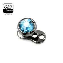 1PC ASTM F136 Titanium Crystal Dermal Anchor Tops 5mm Zirconia 14G Surface Piercing Skin Base Piercing Jewelry - Multicolor - View 17