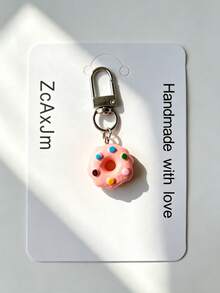1pc Donut Keychain Pendant, Cute Small Resin Fruit Bag Charm, Student Backpack Decoration, Best Friend Gift - Multicolor - View 9
