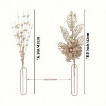 8 piezas de tallos de bayas con purpurina de champán, flores artificiales versátiles para decoración del hogar, oficina & festividades | Perfecto para Navidad, bodas & fiestas, decoración de árboles, jarrones pequeños, regalos, decoración navideña - Champán - Ver 3