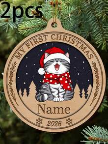 Customized Pet Christmas Ornament, Personalized Cat Dog Name Round Tree Decor, Holiday Winter Vacation Style, Customized Name Pet Memorial Keepsake, Customizable Christmas Tree Ornament, Pet Lover Gift, Holiday Home Decor, Christmas Gift, Family - Style a - View 22
