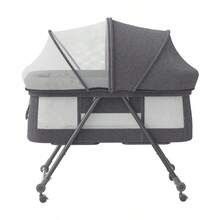 UBRAVOO Grab-And-Go Travel Crib, Baby Bed With Mattress | Silent Wheels, Baby Crib | Convertible Rocking Crib - Grey - View 8