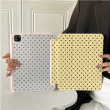 1pc Cute Yellow & Black Polka Dot Print Tablet Protective Case, Foldable Stand, Multi-Angle Viewing, Suitable For Work & Entertainment, With Pen Slot, Compatible With IPad Pro 2024/Air M3/A16 2025, MatePad - Multicolor - View 1