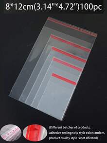 100pcs Clear OPP Self-Adhesive Bags, Double-Layer 5 Mil Transparent Dustproof Plastic Packaging Bags, Multiple Sizes, Resealable Storage Bags For Jewelry, Small Accessories, Keychains, Pendants, Cards, Baking & Gift Packaging - Multicolor - View 17