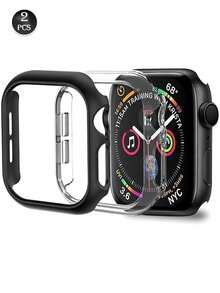 2pcs (Black + Transparent) Protective Case And Screen Protector, Compatible With All Series, Full Coverage, Shockproof, Easy Installation. - Black + Transparent - View 3