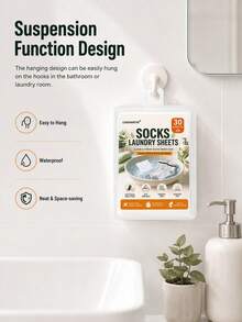 1 Box 30pcs Socks Laundry Sheets, Socks Cleaning Sheets, Hanging Design, Stain Removal, Antibacterial & Odor Removal, Disposable Portable Pack, Daily Essential, Home & Commercial Use, Machine & Hand Wash Compatible, Travel Use - Sock Laundry Sheets - View 6