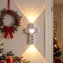 LED Jesus Cross Wall Light, Home Decor Cross-Shaped Wall Lamp, Rechargeable Magnetic Motion Sensor Wall Light, 3 Colors Dimmable, Battery-Powered, Suitable For Halloween, Christmas, Thanksgiving, Wedding Birthday Party Signs, Easter Decorations - Multicolor - View 8