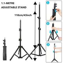 Borriig Lampu Ring Selfie 10 Inci dengan Tripod yang Dapat Diatur 43 Inci dan Dudukan Ponsel - Panel Pencahayaan LED untuk Fotografi, Vlogging, Live Streaming, Rias Wajah, Selfie, dan Rapat Zoom - Kompatibel dengan Smartphone/Tablet, Sistem Lampu Ring Plug and Play - A - View 6