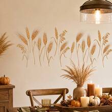 1pc Pastoral Style Gold Wheat Ear Wall Sticker, Nordic Style Bedroom Entrance Wall Decor Sticker - 60*25cm Wheat Ear - View 1