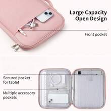 DANYCASE Funda para tableta de 11-13.3 pulgadas, compatible con Air Pro de 11ª/10ª generación, con asa y bolsillo, estilo maletín, bolsa de almacenamiento portátil con cremallera, funda protectora a prueba de golpes - Rosa - Ver 2
