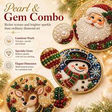 Diamond Painting Christmas Decor Set, Round Rhinestone Mosaic Pendant, Santa Claus Snowman Reindeer Christmas Tree Ornament, Holiday Home Christmas Tree Hanging Decoration - A - View 7