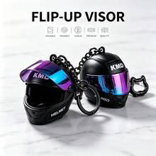 3Pcs Motorcycle Helmet Keychain Pendant (Includes Spare Cat-Shaped Ring And Fixing Clip) Creative Motorcycle Bag Charm, Colorful Lens Mini Safety Helmet Car Key Chain, Digital Backpack Pendant, Personalized Metal Buckle Men's Gift Accessory, Riding Peripheral Portable Decoration, Helmet Ornament Set, Tail Box Pendant Couple Key Ring, High-End Quality Alloy Keychain, Birthday Holiday Party Gift - Black - View 8