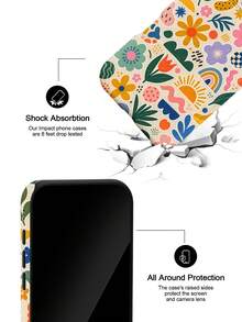 Pink Tropical Floral Personalized Phone Case, Compatible With IPhone 18 Pro Max, 17, 17 Pro Max, 16 Pro, 15 Pro Max, 13 Pro, 15, 14, 14 Pro, 13, 12, 11 - Abstract Badge Collage - View 3