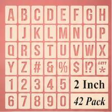 42 Pcs 2 Inch Alphabet Number Symbol Painting Stencils Reusable PET Plastic Templates For Wood Signs Wall Fabric Canvas DIY Crafts - Sets - View 1