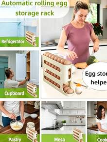 Egg Rolling Machine, Automatic Egg Rolling Storage Rack, Refrigerator Egg Storage Container, Space Saving Egg Container For Refrigerator And Countertop, Practical Egg Rack For Kitchen Pantry, Keeping Eggs Neatly Arranged For Daily Kitchen Use - Multicolor - View 8