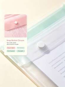 Multi‑Pack Macaron Color A4 Snap Button File Folders, Waterproof Translucent PP Document Pouch, Large Capacity Paper Organizer For Back To School Student Office Supplies - A - View 4