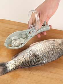 1/2pcs Fish Scale Remover, Plastic Fish Scale Peeler, Fish Scale Remover Cleaner, Kitchen With Lid Anti-Splash Hanging Fish Scale Scraper With Storage Container - View 4