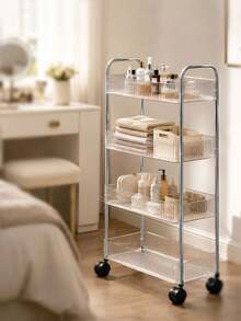 2/3/4-Tier Transparent Acrylic Storage Cart, Metal Frame Multi-Layer Mobile Storage Cart, Rolling Storage Rack, Large Capacity Kitchen Storage Cart, Bathroom Toiletries Storage Cart, Bedroom Bedside Storage Cart, Living Room Snack & Beverage Cart, Cosmetics & Skincare Storage Rack, Office Books & Documents Organizer Cart, Open Multi-Layer Storage Rack, Transparent Mobile Storage Cart - Clear - View 10