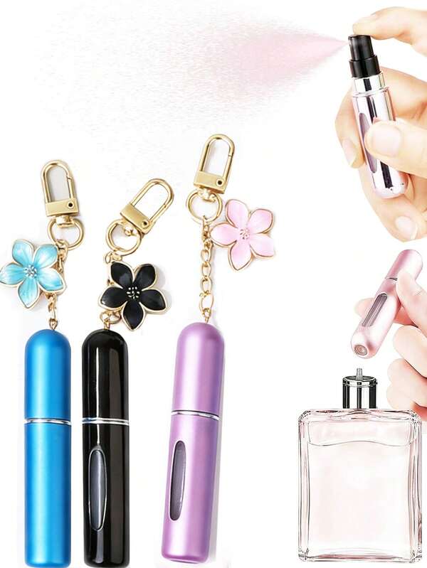 1pc Floral Pendant Perfume Spray Bottle, Refillable Perfume, Mini Portable Moisturizing Essence Replacement Bottle