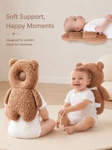 Upgraded Baby Protective Pillow, Thickened & Enlarged Toddler Protection Pad, Large Size 35*30cm, Head Protection Pillow For Crawling And Walking Babies, Travel Gear, Adjustable Breathable Head Protector Backpack, Infant Learning To Walk Supplies, Cartoon Bear Rabbit Chick Design, Machine Washable, Easy Storage, Ideal Gift For Halloween And Christmas - Teddy Bear Plush - View 2
