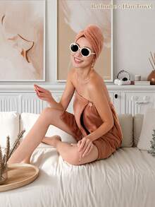1Set Custom Embroidered Name Hair Turban & Bath Wrap Set, Personalized Monogram Spa Body Wrap With Button Fastener, 5 Color Selections, Holiday Keepsake Gift, Bathroom Daily Use & Self Care At Home - Multicolor - View 13