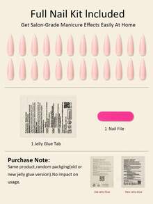 24pcs Y2K French Edge Press-On Fake Nails, Medium Almond Shape, Acrylic Star Rhinestone Design, Fashion Glossy Full Coverage Wearable Nails For Women And Girls, Party And Daily Wear - Multicolor - View 6