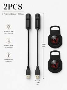 2-Style Devil Spider & Devil Bat Effect Light, Realistic 360° Rotating USB Powered Lamp For Halloween Bedroom Decor, Haunted Party And Holiday Atmosphere - Multi-color light - View 12