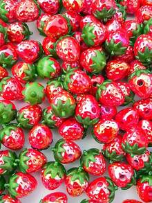 2/10/20pcs Red Strawberry Acrylic Beads, Suitable For DIY Bracelets, Keychains, Phone Charms, Jewelry Making, Earrings And Handmade Craft Accessories - Multicolor - View 7