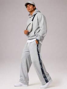 CZRLHYT Men's Light Grey Casual Sweatpants, Drawstring Waist With Pockets, Sports Trousers For Vacation, Outdoor Activities & Streetwear - Light Grey - View 2