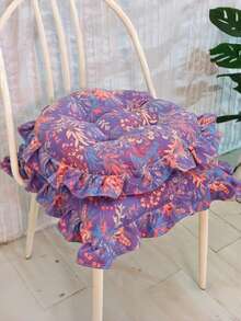 1 buah Bantal Kursi Bulat/Persegi dengan Tepi Bergelombang dan Motif Bunga, Bantalan Kursi Serbaguna Lembut yang Dapat Dicuci, Bantalan Sandaran, Bantalan Kursi Tebal dan Lembut, Cocok untuk Penggunaan di Rumah dan Kantor - Beraneka warna - View 3