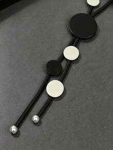 MARLIWOO 1pc Minimalist Bohemian Long Tassel Necklace Exaggerated Gothic Emo Party Jewelry - Black and White - View 4
