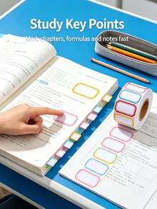 1000pcs Multi-Purpose Colorful Border Writable Self-Adhesive Label Stickers Roll, Blank Classification Marking Labels, Suitable For Home, Office, School, Jar Storage - Random a - View 7