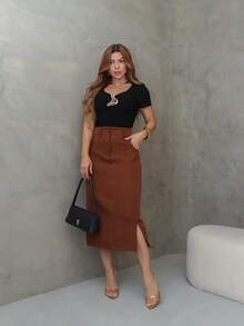 Women Skirts - Brown - View 1