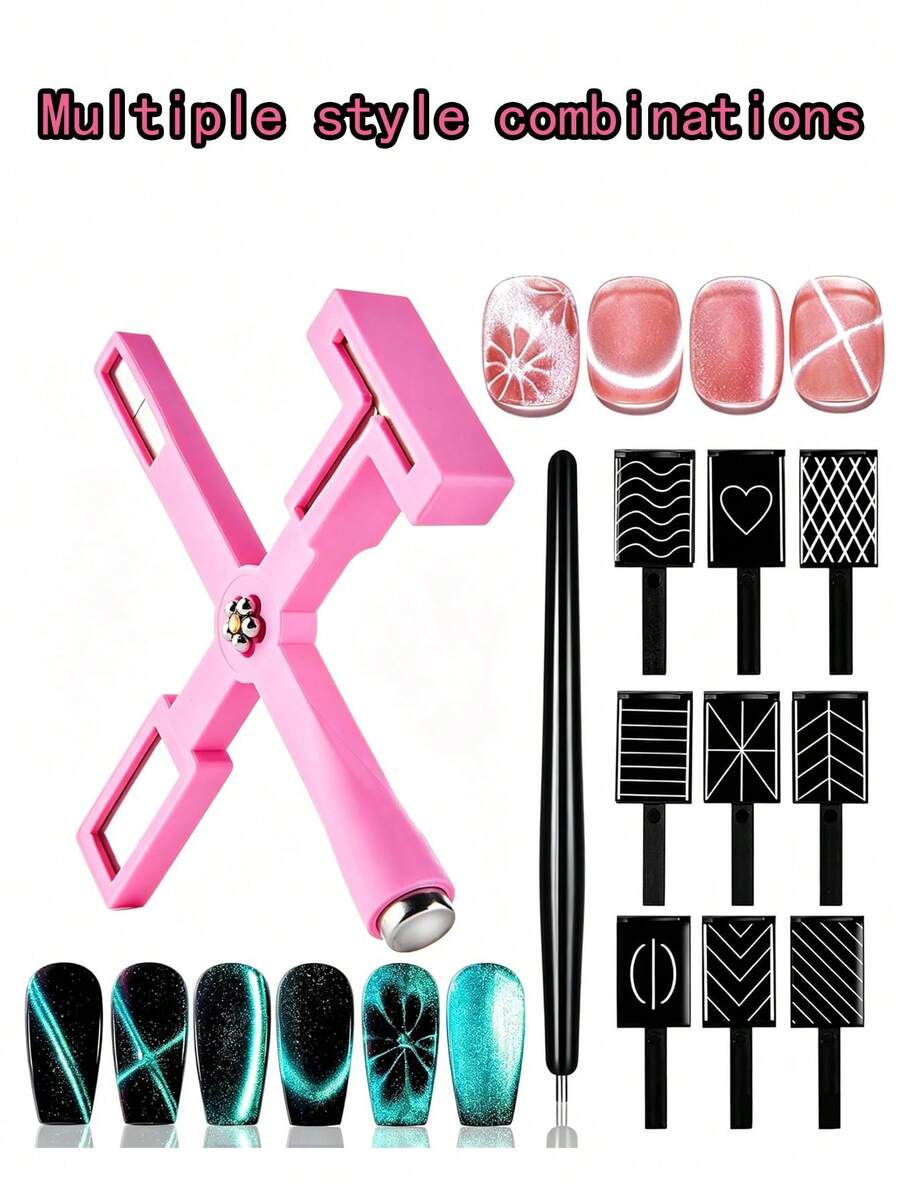 Nail Art Magnet 5 In 1 Multi‑Functional Strong Suction Tool For Glass Bead Cat Eye Gel Manicure Diy Salon Nail Decoration - Multicolor - View 1