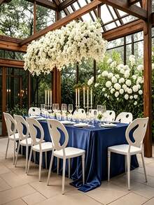 Luxury Navy Blue Satin Tablecloth Set - Rectangular Formal Dining Tablecloth With Non-Slip Lining, Suitable For Home Dining Table, Indoor And Outdoor Wedding Party Decoration - Multicolor - View 7