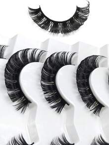 7 Pairs Cross-Style Fashion 3D Curly Russian Style Full Strip False Eyelashes - Black - View 7