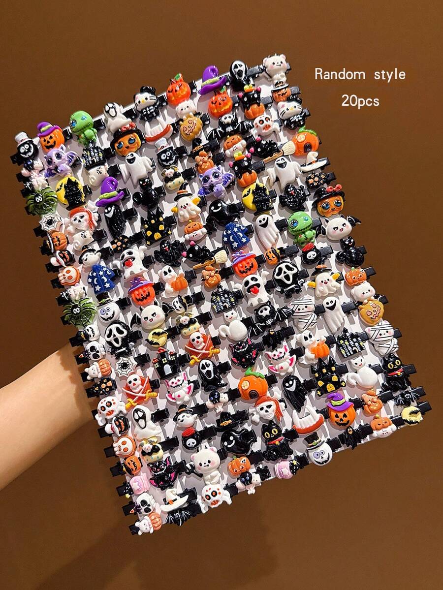 20pcs Random Style Halloween Hair Clips, Suitable For Holiday Wear Hair Accessories