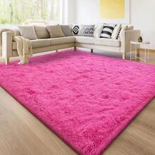 1 pieza Alfombra de lujo suave y esponjosa de pelo largo - Mullida, antideslizante, lavable a máquina, no se destiñe, tacto suave, adecuada para sala de estar, dormitorio, decoración del hogar, decoración de la habitación, alfombra decorativa, revestimiento de suelo - Rosa Fucsia - Ver 13