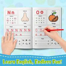 دفاتر تتبع الحروف الأبجدية الإنجليزية، ممارسة كتابة الحروف ABC من A إلى Z، تمارين كتابة الكلمات والجمل، تعلم الألوان، تتبع الحروف، ممارسة الخط، أنشطة تعليمية ممتعة، لوازم العودة إلى المدرسة للمنزل والفصل الدراسي - دفاتر تدريب على الكتابة اليدوية باللغة الإنجليزية - مشاهدة 5