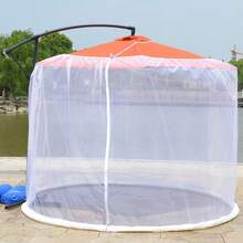 Patio Umbrella Mesh Screen, Outdoor Umbrella Netting With Zipper Door, Polyester Hanging Screen For Garden Patio Table Camping And Outdoor Dining - White - View 9