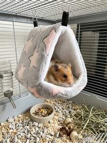 1pc Warm Plush Bird Hammock Tent, Soft Fleece Parrot Hammock Nest, Comfortable Triangle Cuddling Nest, Cage Accessory Hiding Perch Nest, Suitable For Parrots, Lovebirds, Small Parrots, Hamsters, Sugar Gliders And Other Small Animals Winter Sleep Pet Supplies - A - View 9