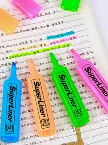 4pcs/6pcs Colorful Highlighter Pens, Underline Marker Pens, Colored Marker Pens, Chisel Tip Fluorescent Label Pens - A - View 3