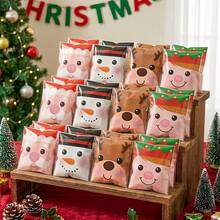 150/100pcs Multi-Color Christmas Gift Bags, Suitable For Christmas Party Decoration, Cellophane Packaging Bags With Santa Claus, Snowman, Reindeer Patterns, PP Plastic Bags, Can Hold Candy Canes And Candies, Small Size (Random Style) - View 2
