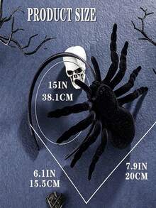 1pc Halloween Large Spider Headpiece Flocked Realistic Spider Scary Hair Accessory Party Decoration Prop - Multicolor - View 6